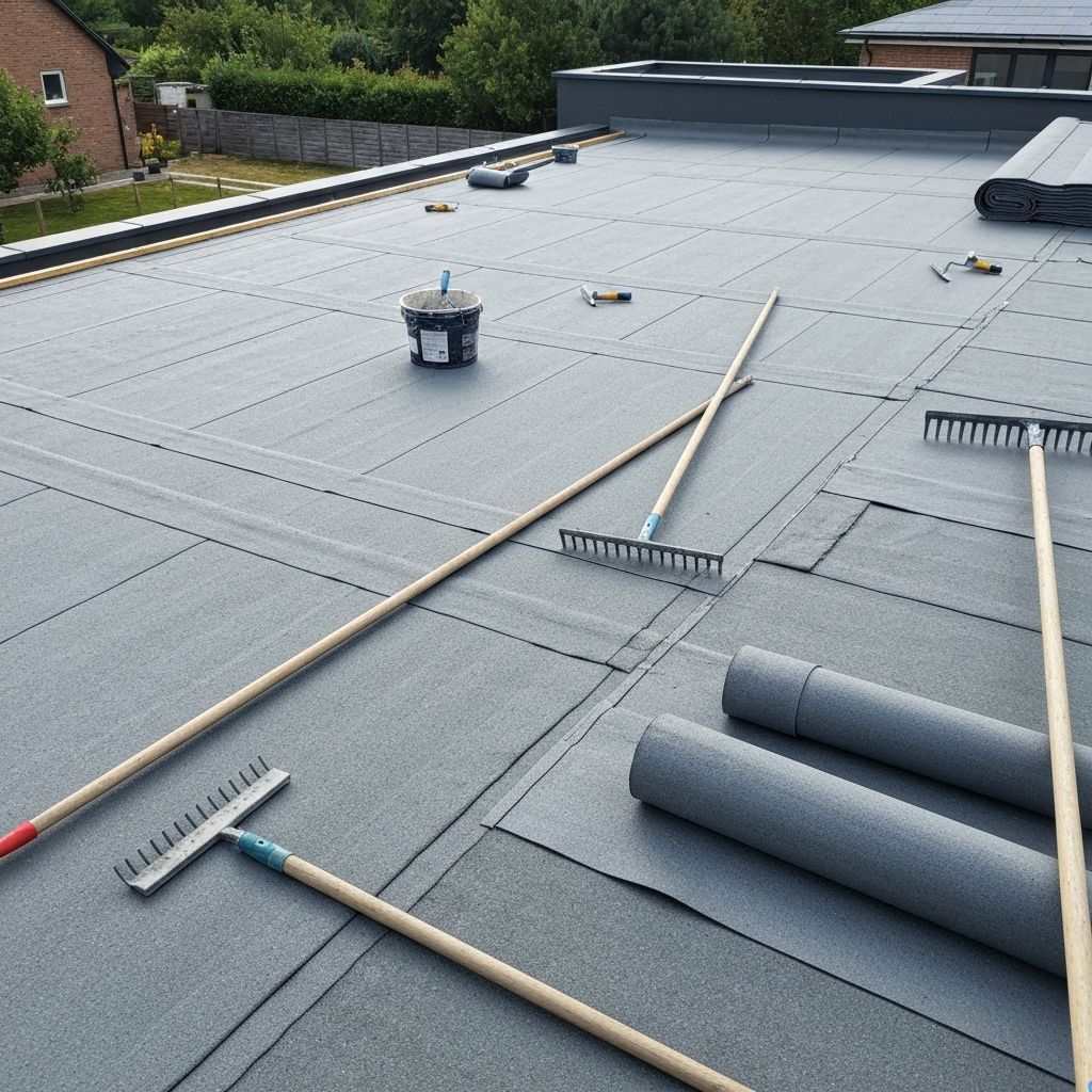 Flat roof EPDM rubber installation