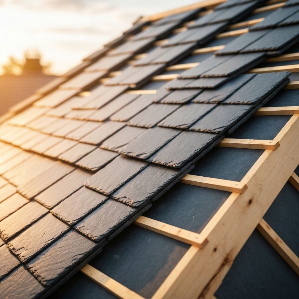 Professional slate tile roofing installation